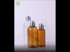 Fuyun 100 200 300ml clear amber shampoo bottle with silver color with flip top cap