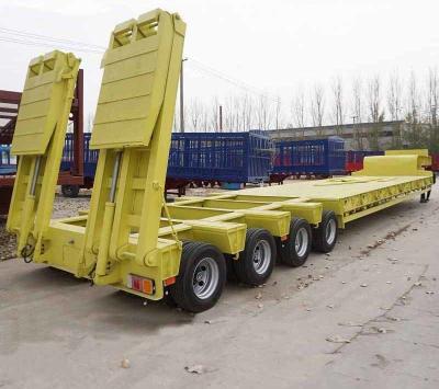 China 3 Ejes 80 toneladas de carga pesada de baja lecho remolque camión semirremolques para el transporte de excavadoras en venta