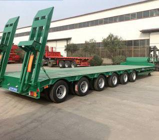 China Semi-reboque Lowboy de alta resistência 60 80 100 toneladas com sistema de travagem antibloqueio ABS e 7 eixos à venda