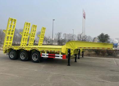 China 60 80 100 Tons Lowboy Flatbed Lowbed Gooseneck Truck Semi Trailer With Steel Material for sale