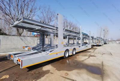 China Hydraulic Axle Trailer Lifting Towing Double Deck Car Carrier Trailer With 8 Tire for sale