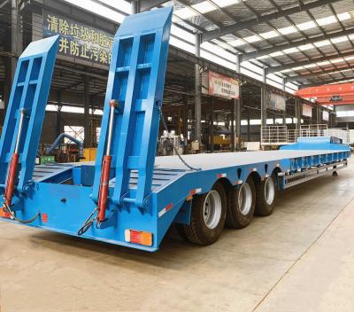 China 3/4 Axles 60-100 Ton Heavy Duty Lowbed Transport Trailer with Multi Axle Hydraulic for sale