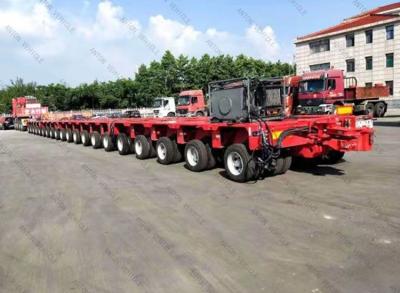 China Lowboy stuurwiel uitbreidbaar tank lichaam transport windmolen toren sectie transport modulaire trailer Te koop