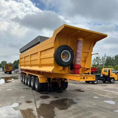 China 3/4 Axle 60 Tons Stone Transportation Tipper Semi Trailer Self Discharge End Dumping Truck Trailer for sale