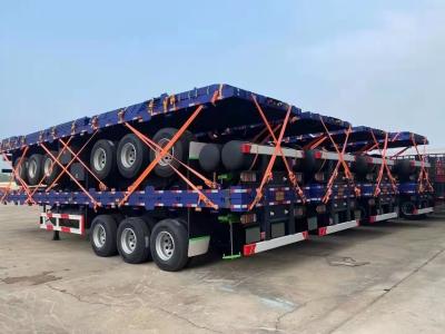 China Long Distance Hauling Tri-Axle Container Flatbed Semi-Trailers with 50T Load Capacity for sale