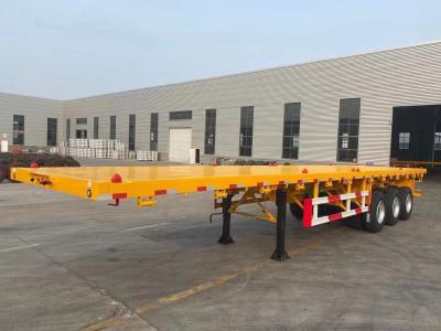 China Tri Axle Container Semi Truck And Flatbed Trailer 50T for sale