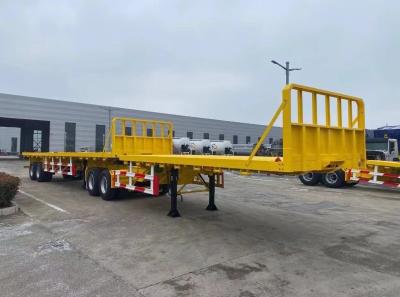 China Relay Valve Wabco Double Container Transport Interlink Flatbed Trailer for sale