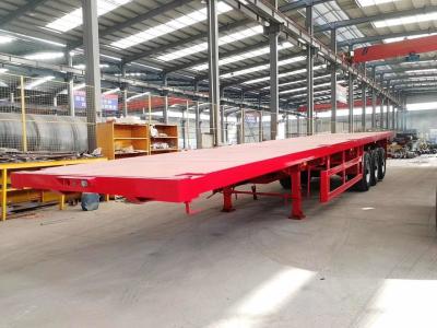 China 1310mm Wheel Base Flatbed Semi Trailer for 50T Load Capacity Container Transportation for sale