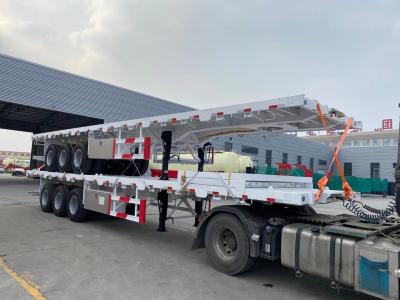 China 50T Load Capacity Flatbed Deck Semi Trailer For 12450X2500X1550 Transportation for sale