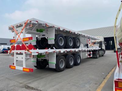 Cina 3 assi Flatdeck Lowbed Truck Container Semi Truck Trailer Buono con Jost Kingpin in vendita