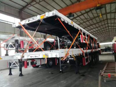 China 3 Axle 20 FT 40 FT Container Cargo Transport Heavy Duty Flatbed Truck Semi Trailer for sale