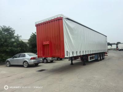 China 8.5t Grade Tri Axle Drop Side Curtain Van Trailer para transporte de cargas pesadas e grandes à venda