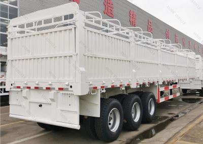 China Heavy Duty 3 Axle 60 Ton Cargo Truck Fence Stake Transport Trailers Side Wall Semi Trailer for sale