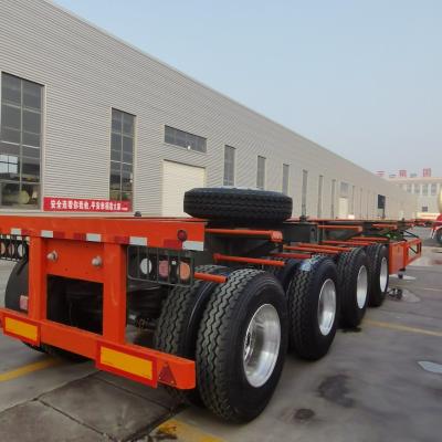 China 1840mm Tread 40/45FT 3 axel Flatbed/Skeleton Terminal Port Container Shipping Trailer Te koop