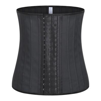 China Breathable Shinning Latex Waist Trainer Steel Boned Black Waist Slimming Cincher 3 Hooks Eyes Corset Breathable Underwear Corset for sale