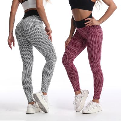 China Crack! crack! breathable gym push up colorblock tights textured sports tik tok honeycomb leggings for women for sale