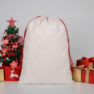 China Personized King Polyester Sublimation Blanks Gift Top Bags Santa Sacks With Linen Feel for sale