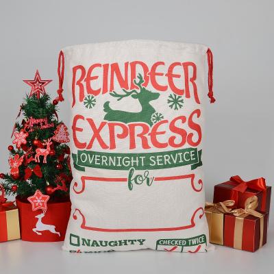 China HighKing Eco-Friendly Christmas Gift Sack Canvas Gift Bags Large Santa Sack Drawstring Bag for sale