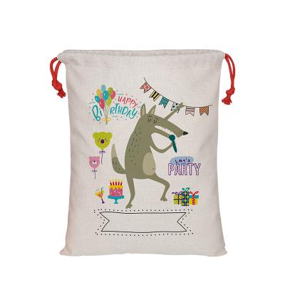 China 33x42cm High King Canvas Sublimation Happy Birthday Gift Bags Birthday Candy Bag Birthday Canvas Bags Party for sale