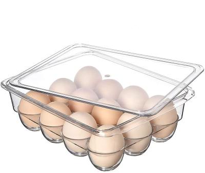 China Stackable Freshness Keeping Egg Rack Organizer For Fridge Freezer Kitchen Plastic Egg Storage Trays 12 With Lids Bins Refrigerator for sale