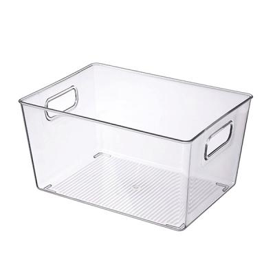 China Large PET Stored Clear Refrigerator Bins Storage Bins With Handles Transparent Plastic Storage Bins for sale