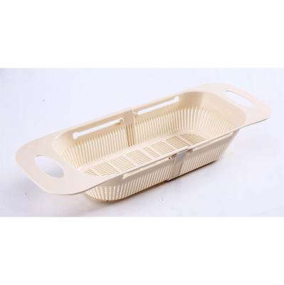 China Food Kitchen Multifunctional Folding Colander Expandable Drain Basket Wash Vegetables And Fruit Food Grade PP Go Down Sieve for sale