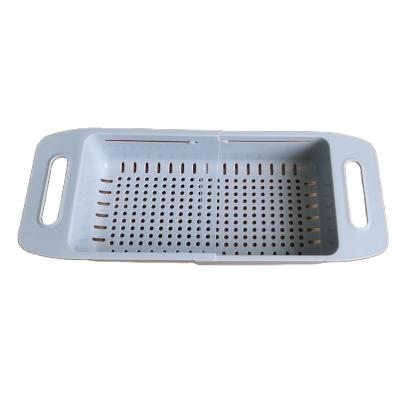 China Retractable Plastic Sink Expandable Vegetable Strainer Kitchen Food Fruit Basket Drain Basket Telescopic Dish Drying Rack for sale