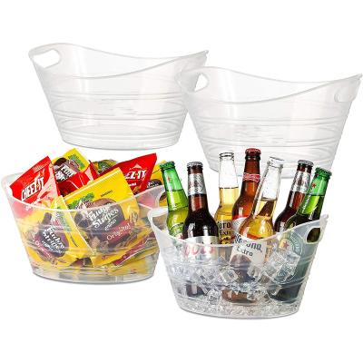 China Party 4.5L Oval Plastic Storage Tubs Viable Ice Buckets Wine Bucket Fridge Bin Beer Bottle Drink Cooler for sale