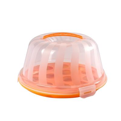 China Viable Round Cake Box With Handle Cake Carrier Holder Containers Keeper for sale