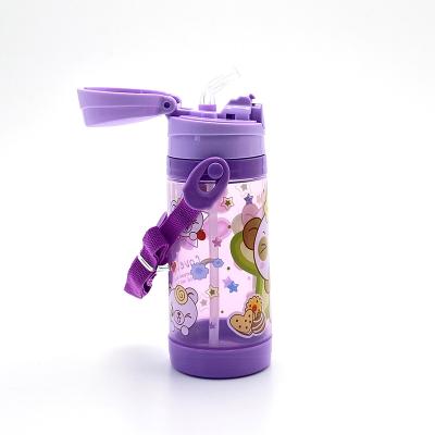 China Sustainable Cute Type Pink Purple Color Open Button Plastic Water Bottles For Kids Children for sale