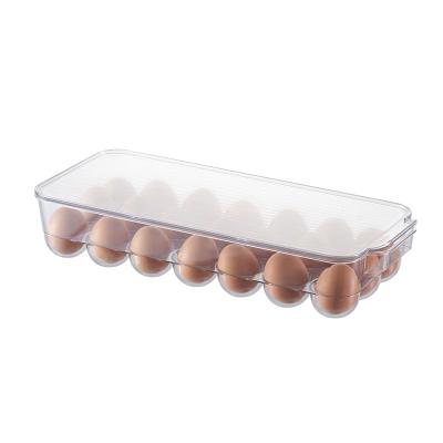 China 21 Grid Freshness Preservation BPA Free Transparent Egg Storage Stackable Plastic Egg Fridge Storage Box With Lid Whole Sale for sale