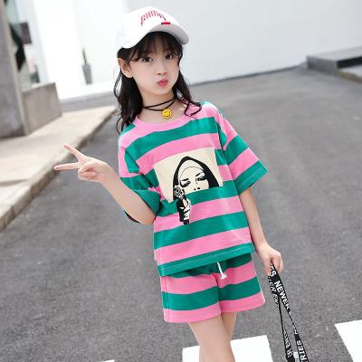 China Casual Hot Sale Kids Cotton Outfits Cartoon Printed Kids Dressing Set Girls Clothing 6-14 for sale