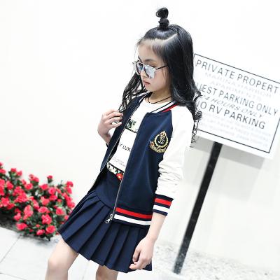 China Preppy Breathable Children's Clothing Kids Skirt 2 Pieces Boutique Clothing Girls School Uniform Set for sale