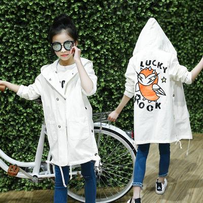 China Factory Price Kids Cloth Anti-Shrink Soft Cartoon Printed Long Coat With Hood Girls Overcoat for sale