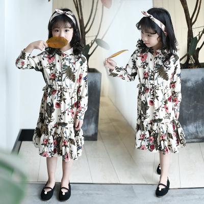 China Anti-Static Hot Sale Girls Printed Spring Long Sleeve Boutique Skirt Children Clothing Dress for sale