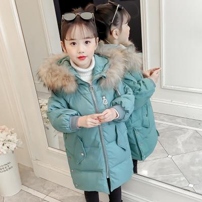 China Long Style Anti-Shrink Polyester Girls Embroidered Thick Coat Kids Winter Clothes for sale