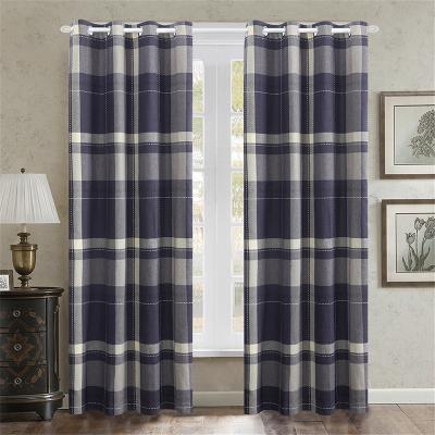 China Luxury Double Blackout Fancy Lattice Jacquard Grommet Curtain For Living And Dining Room Decoration for sale