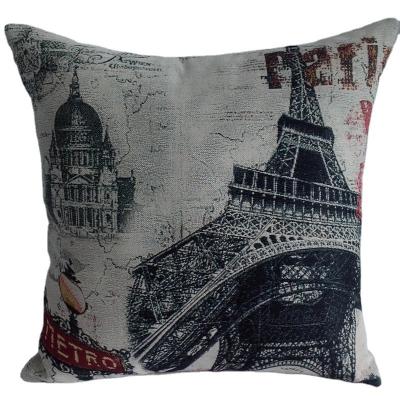 China PORTABLE China Manufacture Good Quality Printed Literary Eiffel Tower Cushion Cover for sale