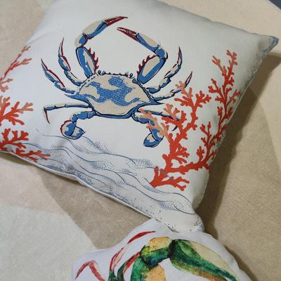 China Cheap Anti-Pull Amazon Ebay Cushion Turtle Crab Pattern Polyester Wicking Canvas Pillowcase Cushion Cover for sale