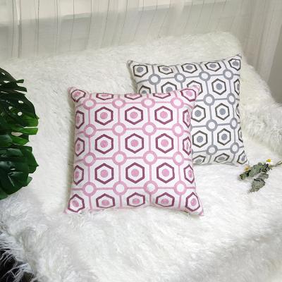 China PORTABLE wholesale simple 45*45 cm embroidered decorative embroidered cushion living room polyester cotton canvas cushion cover for sale