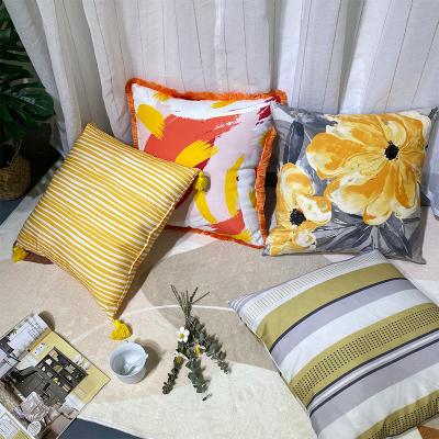 China PORTABLE Yellow Decorative Cushion Cover Outdoor Home Decor Waterproof Square Cushion Cover for sale