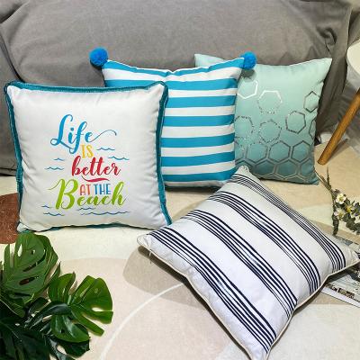 China New Attractive Printed Turquoise Blue PORTABLE Cushion Cover Cushion Cover For Bedroom Home Living Room for sale