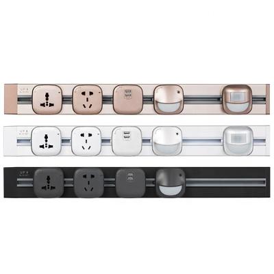 China Residential / Multi-Purpose Mobile Household Embedded Track Socket Electrical Track Concealed Kitchen Socket Power Strip for sale