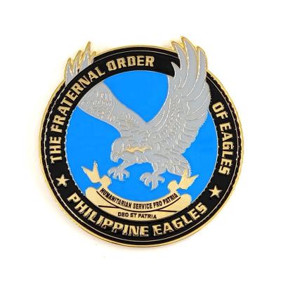 China USA and Europe Golden Fraternal Order of the Philippine Eagle 3 Inch Metal Round Masonic Auto Emblem for sale