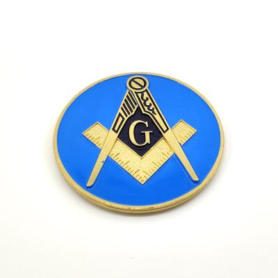 China China Lodge Car Emblem Masonic Freemasonry Blue Square and Compass Car Badge Masonic Auto Emblem for sale