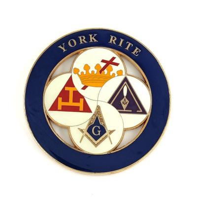 China Custom Freemasonry USA and Europe Rite Car Badge York Round Masonic Auto Car Emblem for sale