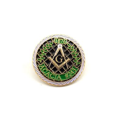 China Custom 1876 Square Masonic Freemasonry Freemason Pin Letter G Freemasonry Masonic Acacia Pin China Acacia Lapel Pin for sale