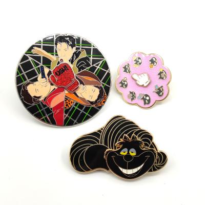 China Europe hot sale factory custom lathe badge glitter enamel spin pin for sale