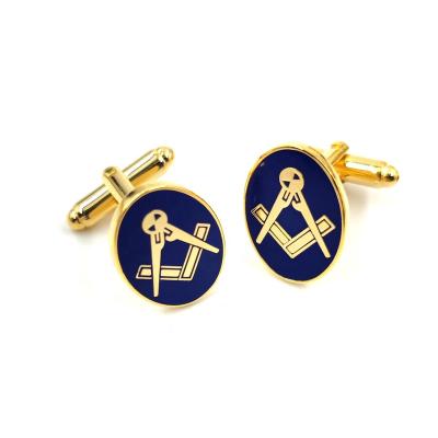 China USA and Europe Men's Freemason Masonic Cufflinks and Studs Gold Masonic Blue Oval Pair for sale