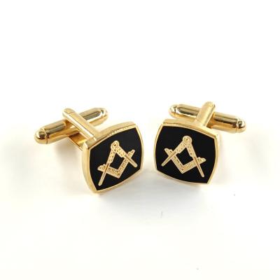 China USA and Europe Manufacture High Quality Men's Freemason Gold Masonic Compass and Square Logo Masonic Cufflinks for sale